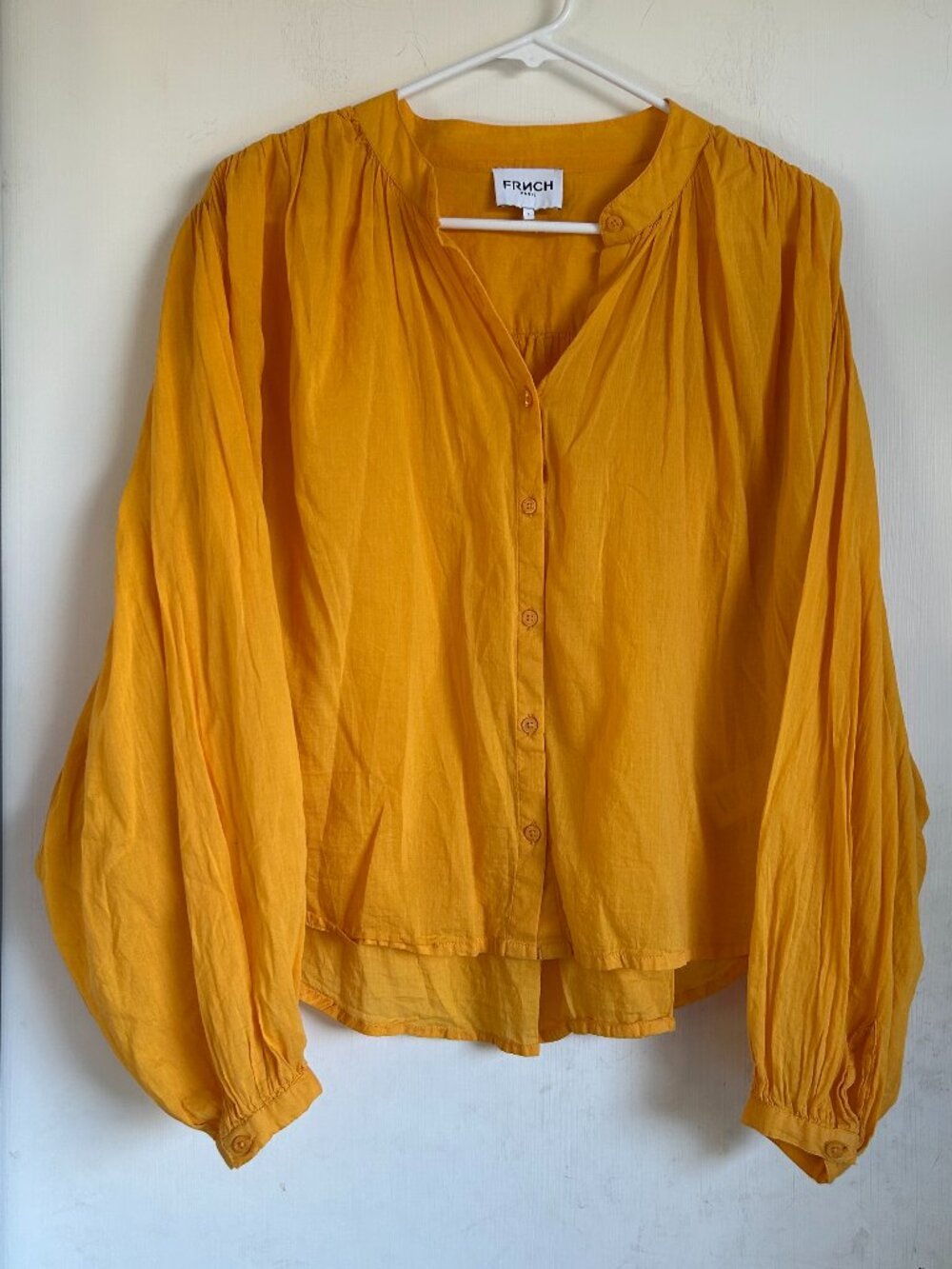FRNCH - Yellow Balloon Sleeve Flowy Blouse